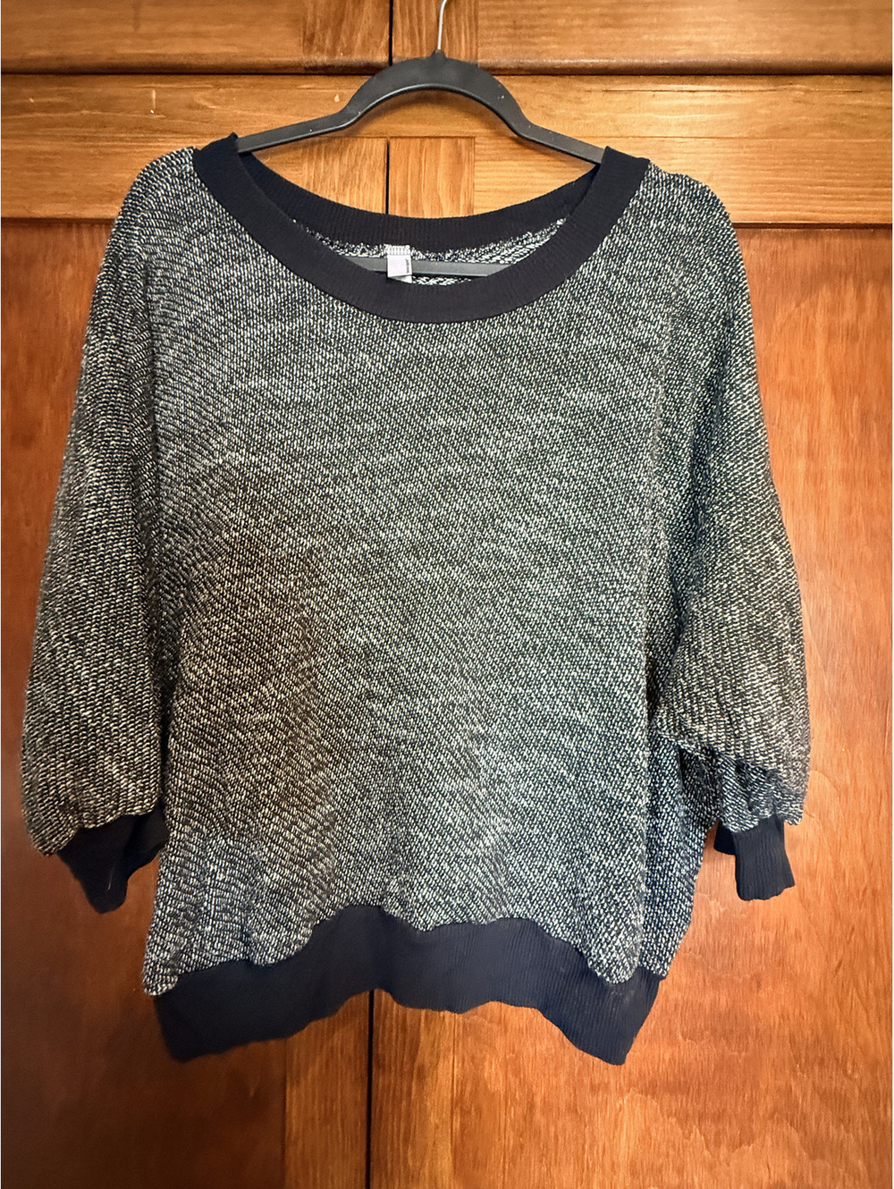 AMERICAN APPAREL Black and White Heathered Knit Sweater Sweatshirt - Picture 1 of 10